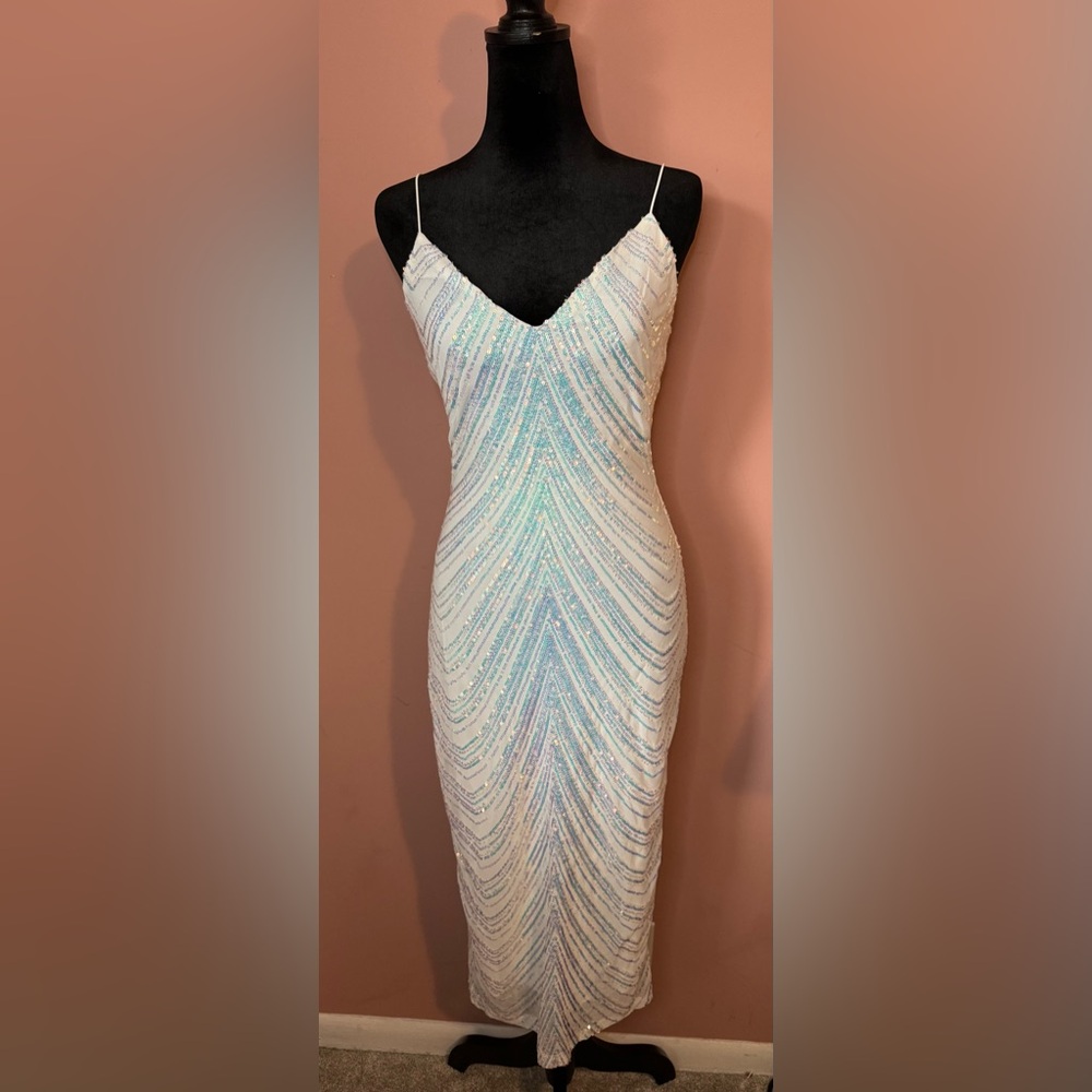 Elegant White Sequin Dress